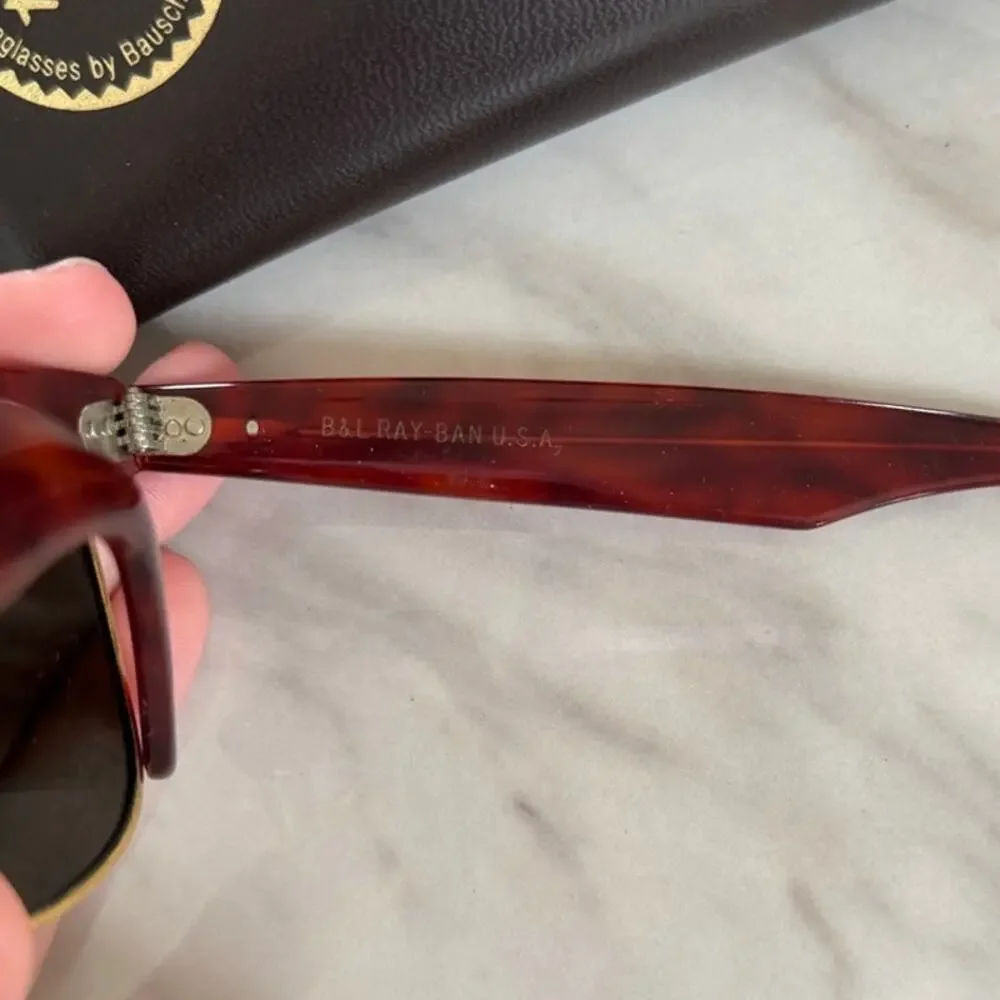 Vintage Ray Ban Wayfarer Max Brown Tortoiseshell Gold Rim Sunglasses